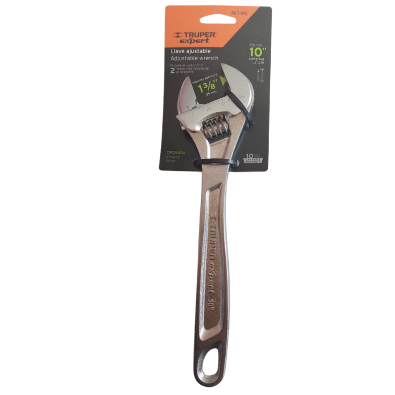 Llave Ajustable (perico) 10 Profesional Cromada, Expert 