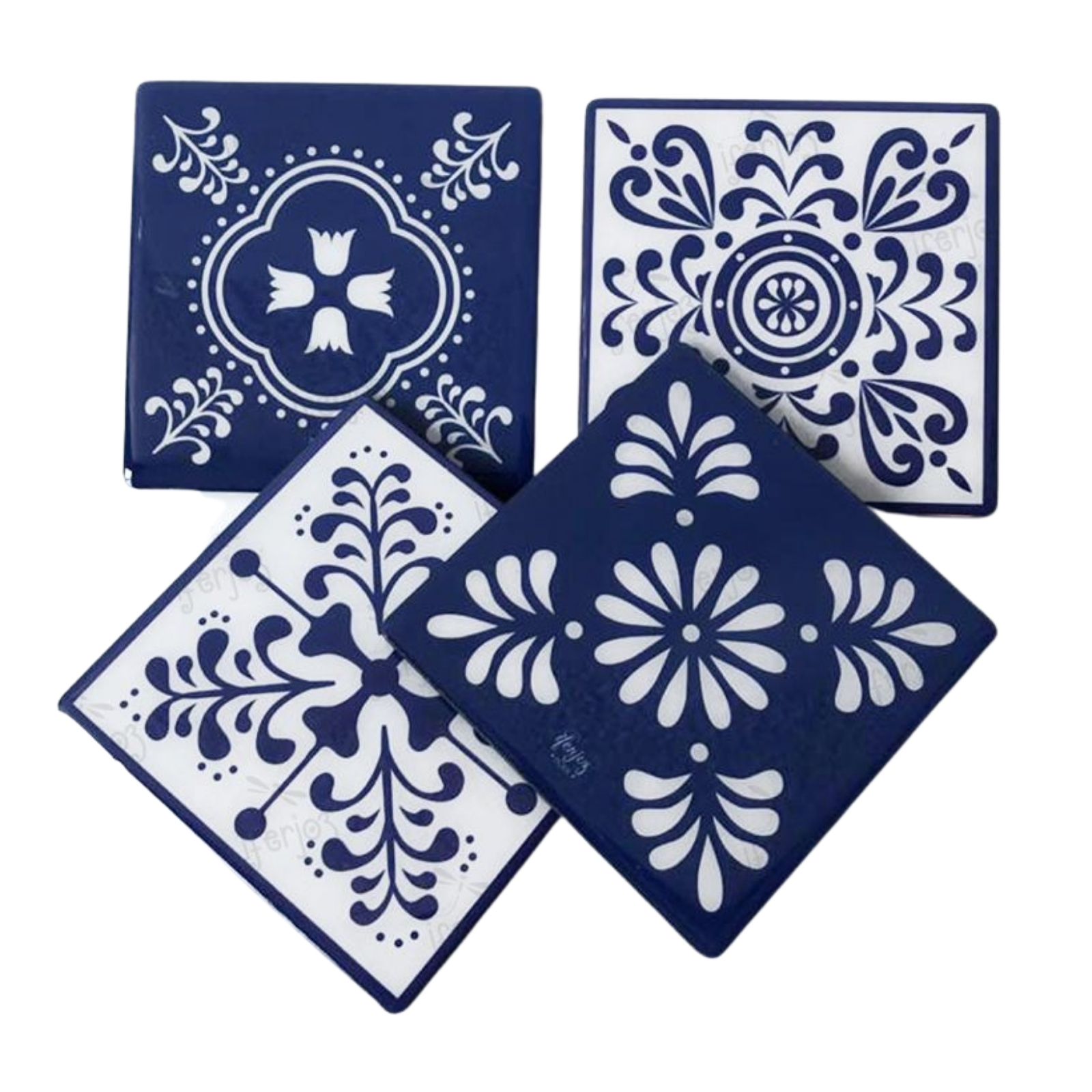 Portavasos Talavera Mexicana Set con 4 portavasos de 10x10 cms 