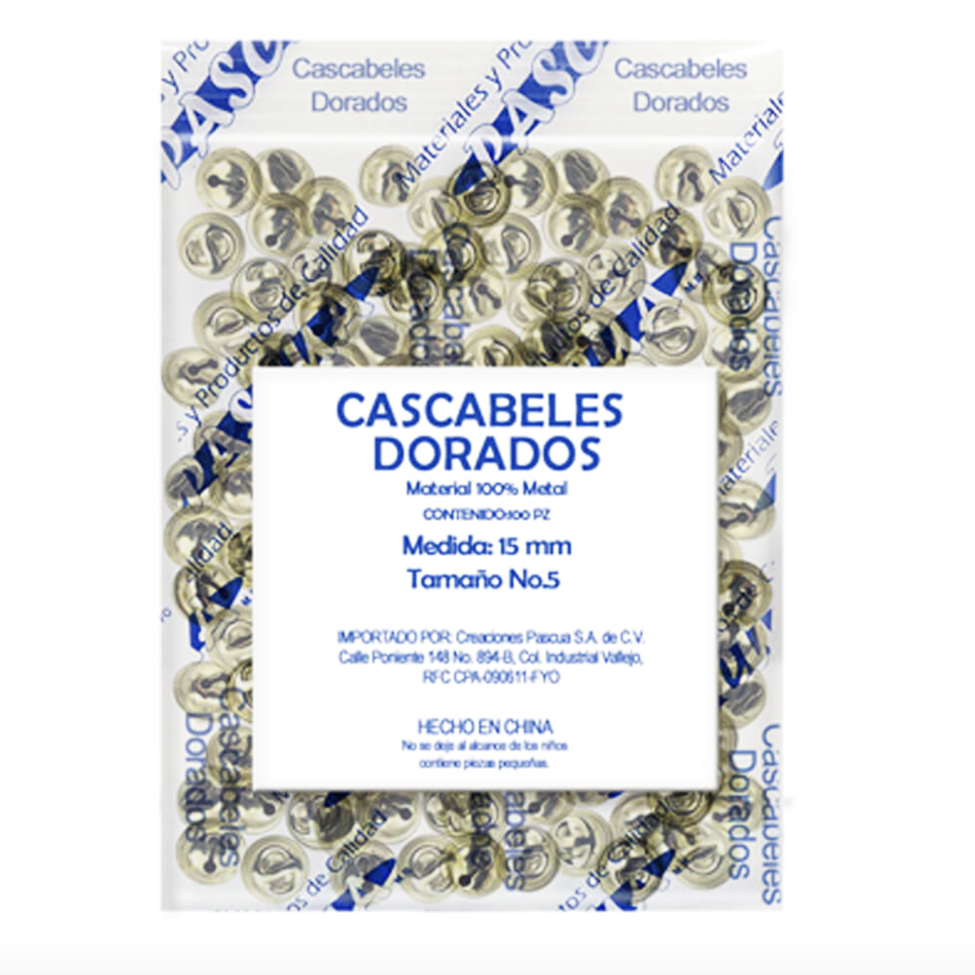 100pcs Cascabeles Dorados para Decoración de Navidad y Manualidades DIY 15mm