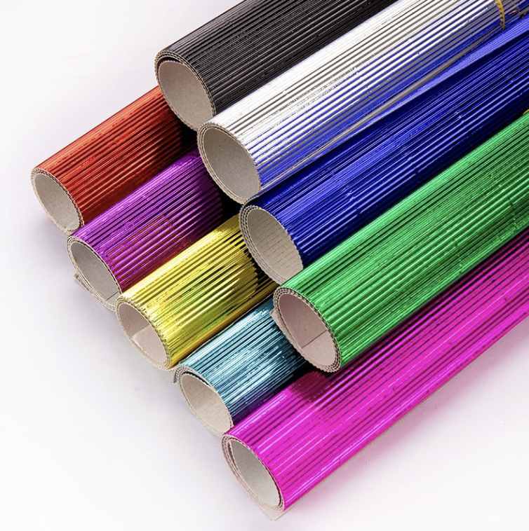 Papel corrugado metalico 77x54cm Cartón ondulado brillante para manualidades DIY