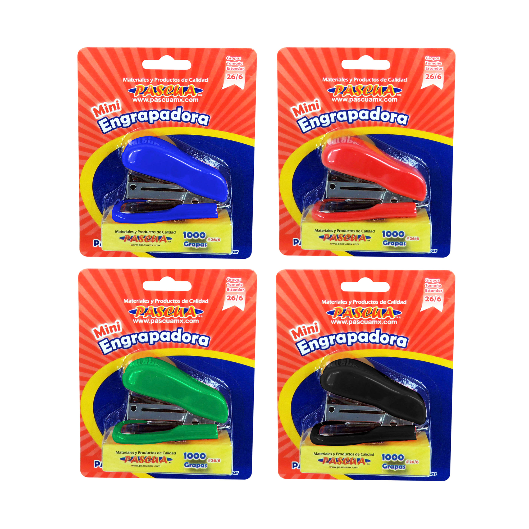 Grapadora Mini de mano con emovedor de grapas y una caja de 1000 grapas 26/6 para papeleria, oficina, escolar, escuela y trabajo