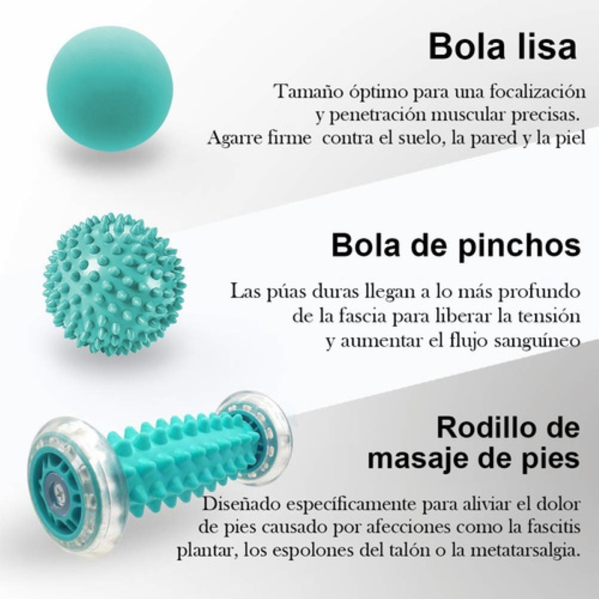 Masaje Pies Rodillo Y Bola Con Pinchos Para Fascitis Plantar Mint Green