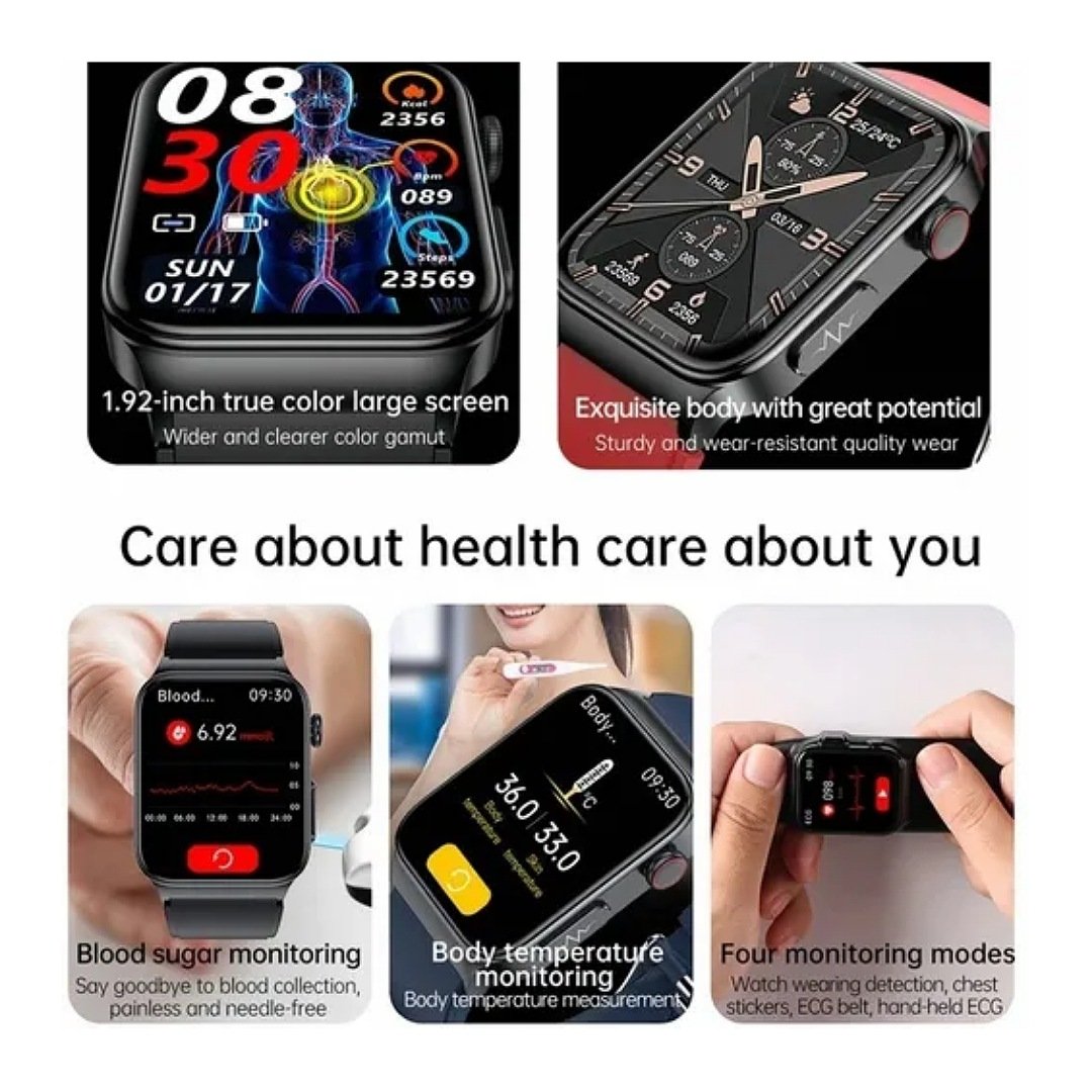 Smartwatch E500 con detección de glucosa en sangre, monitor de