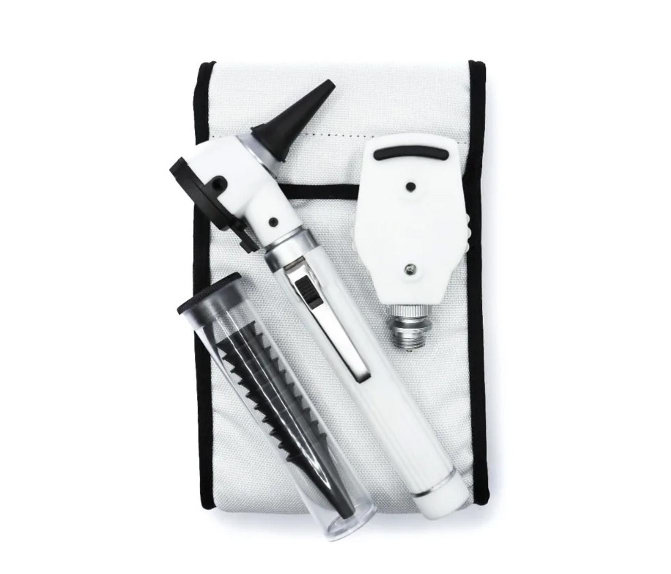 Otoscopio Y Oftalmoscopio Medico Examen Luz Led Con Estuche Blanco