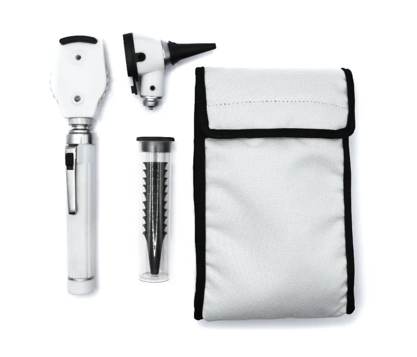 Otoscopio Y Oftalmoscopio Medico Examen Luz Led Con Estuche Blanco
