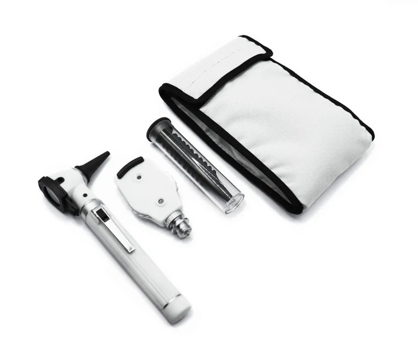 Otoscopio Y Oftalmoscopio Medico Examen Luz Led Con Estuche Blanco