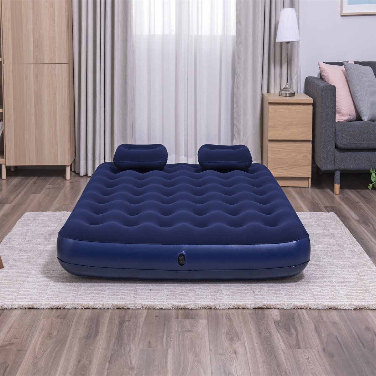 Colchon Inflable Queen Size Con Almohada Y Bomba Bestway 67374