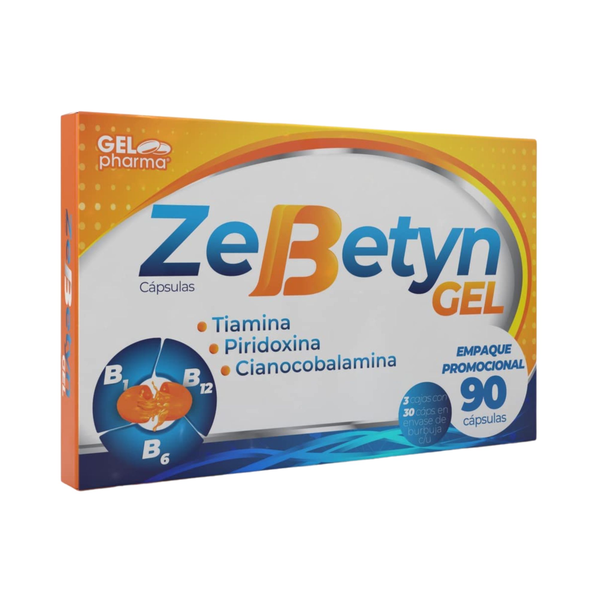 Complejo B Zebetyn 100/5MG Gel 3 Pack/30 Caps C/u