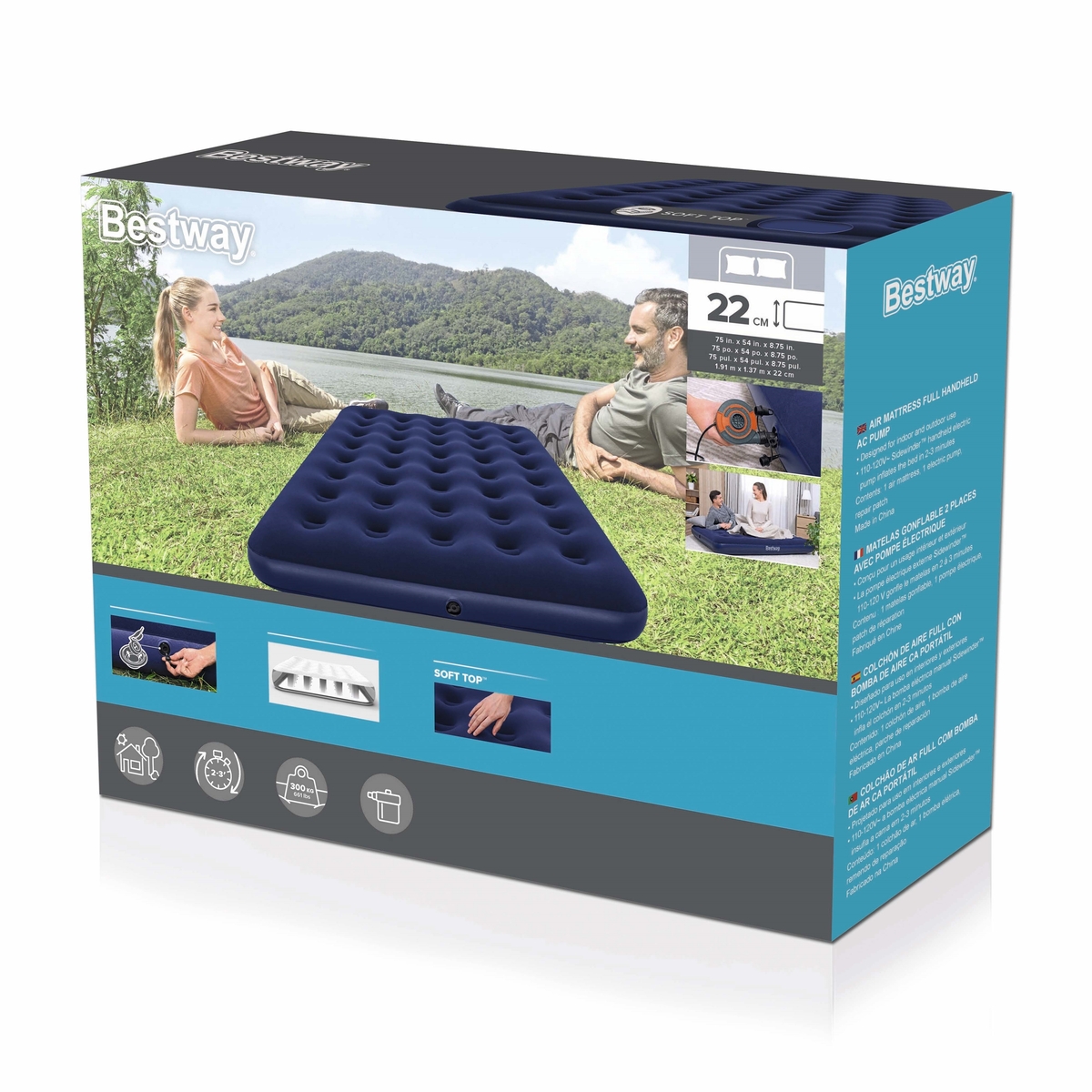 Colchon Inflable Matrimonial Con Bomba De Aire Incluida Bestway 67472