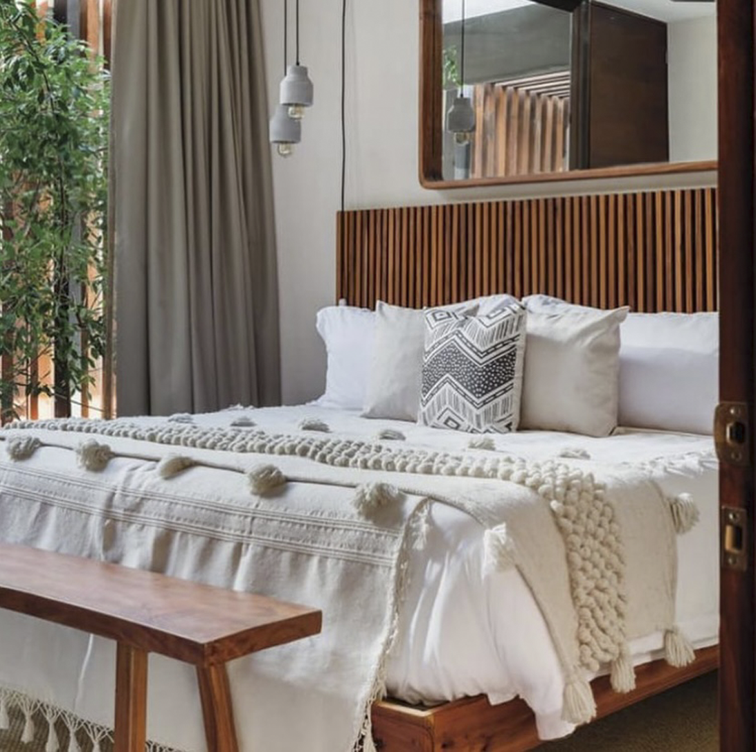 Cabecera de Panel en Madera Natural Matrimonial