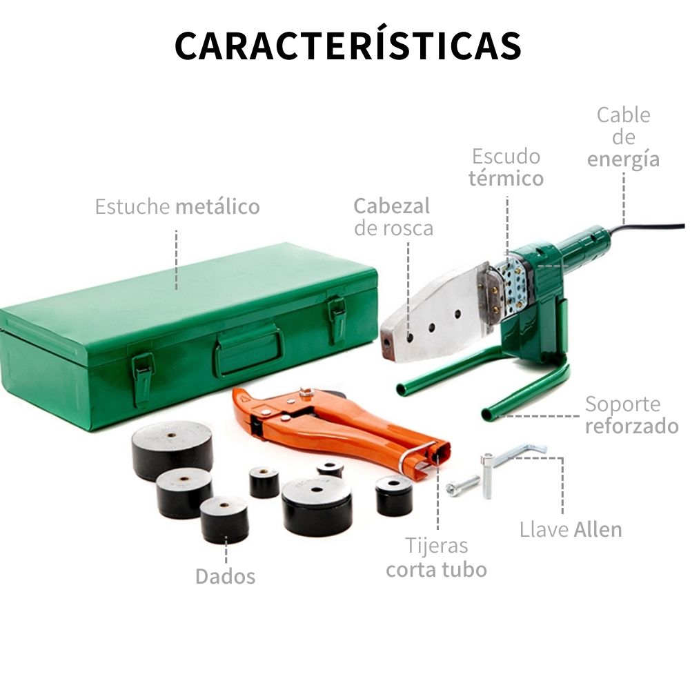Kit De Termofusor Con 6 Dados Tijeras Estuche Metalico 110v