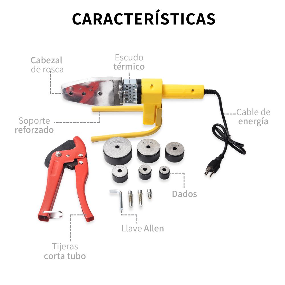 Kit De Termofusor Con 6 Dados Tijeras Estuche Metalico 110v