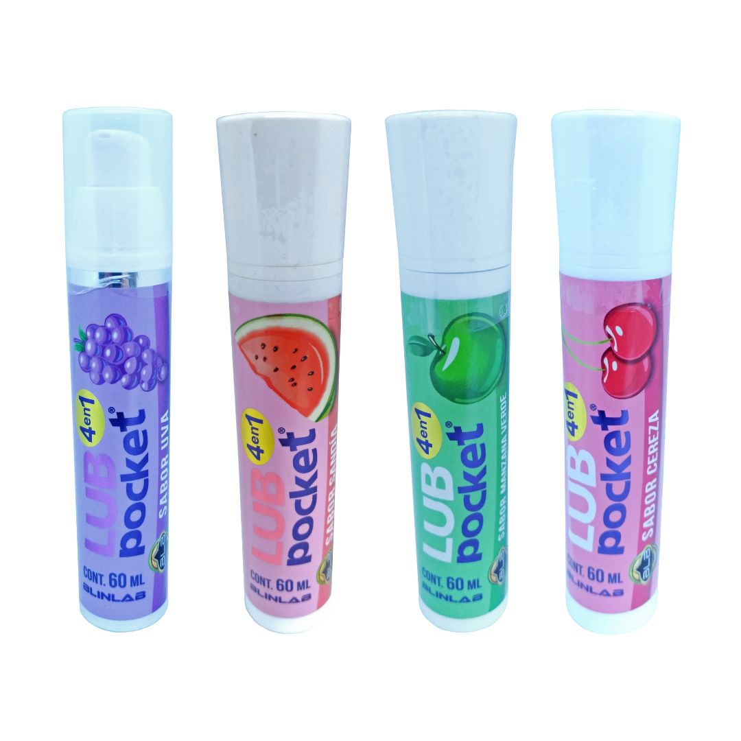 Lubricante Base Agua Paquete 1pz Cereza 1 Manzana Verde 1 Uva y 1 sandia 60 Ml Blinlab