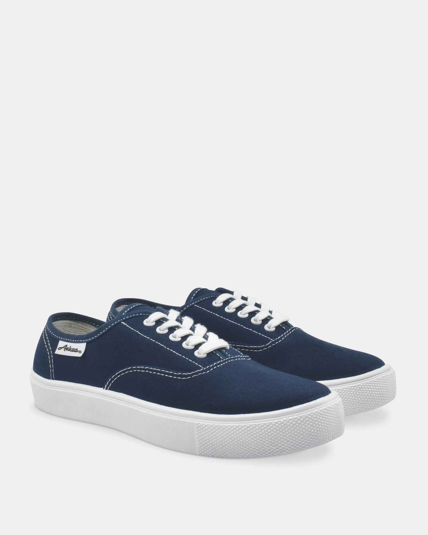 Tenis de Algodón Color Marino-Blanco con Agujetas Para Adulto Ankaa 991