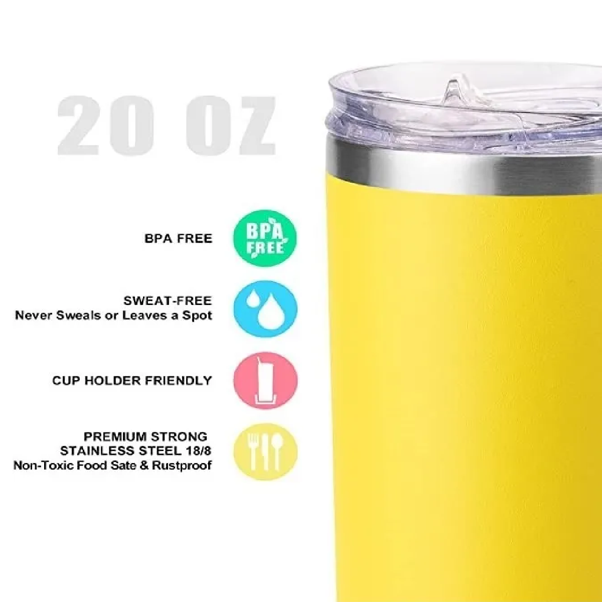 Termo Portátil De Acero Inoxidable De 20 Oz Amarillo