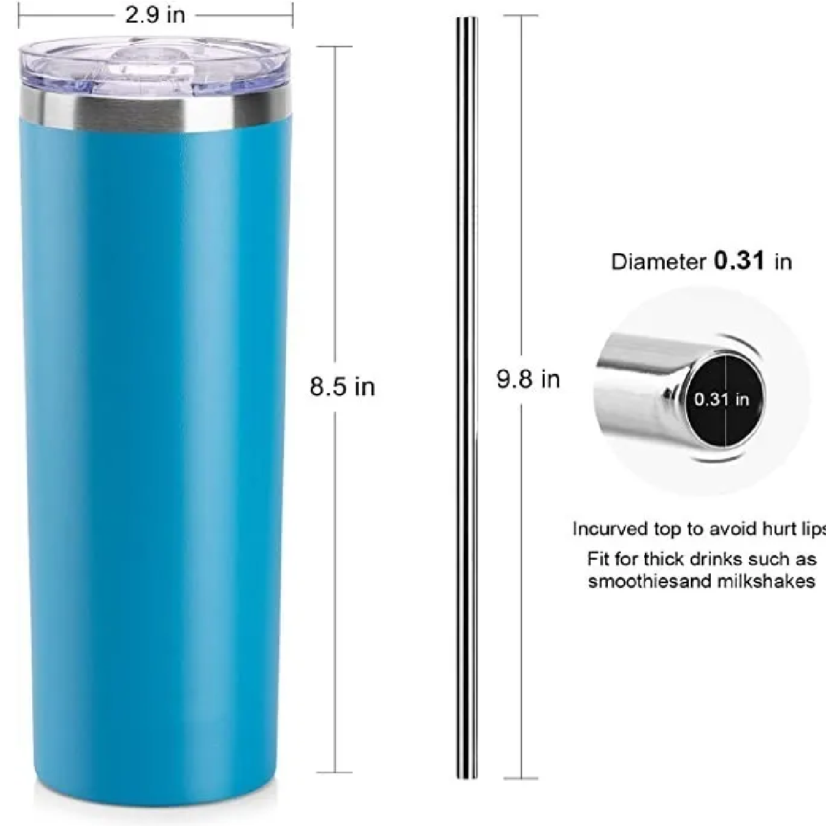 Termo Portátil De Acero Inoxidable De 20 Oz Azul