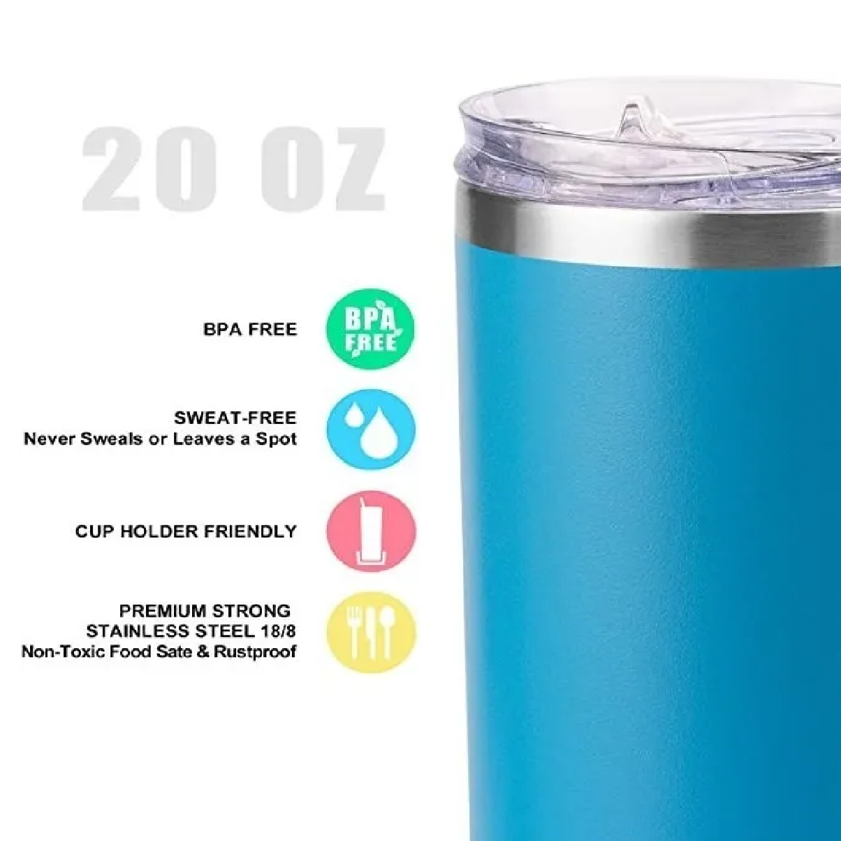 Termo Portátil De Acero Inoxidable De 20 Oz Azul