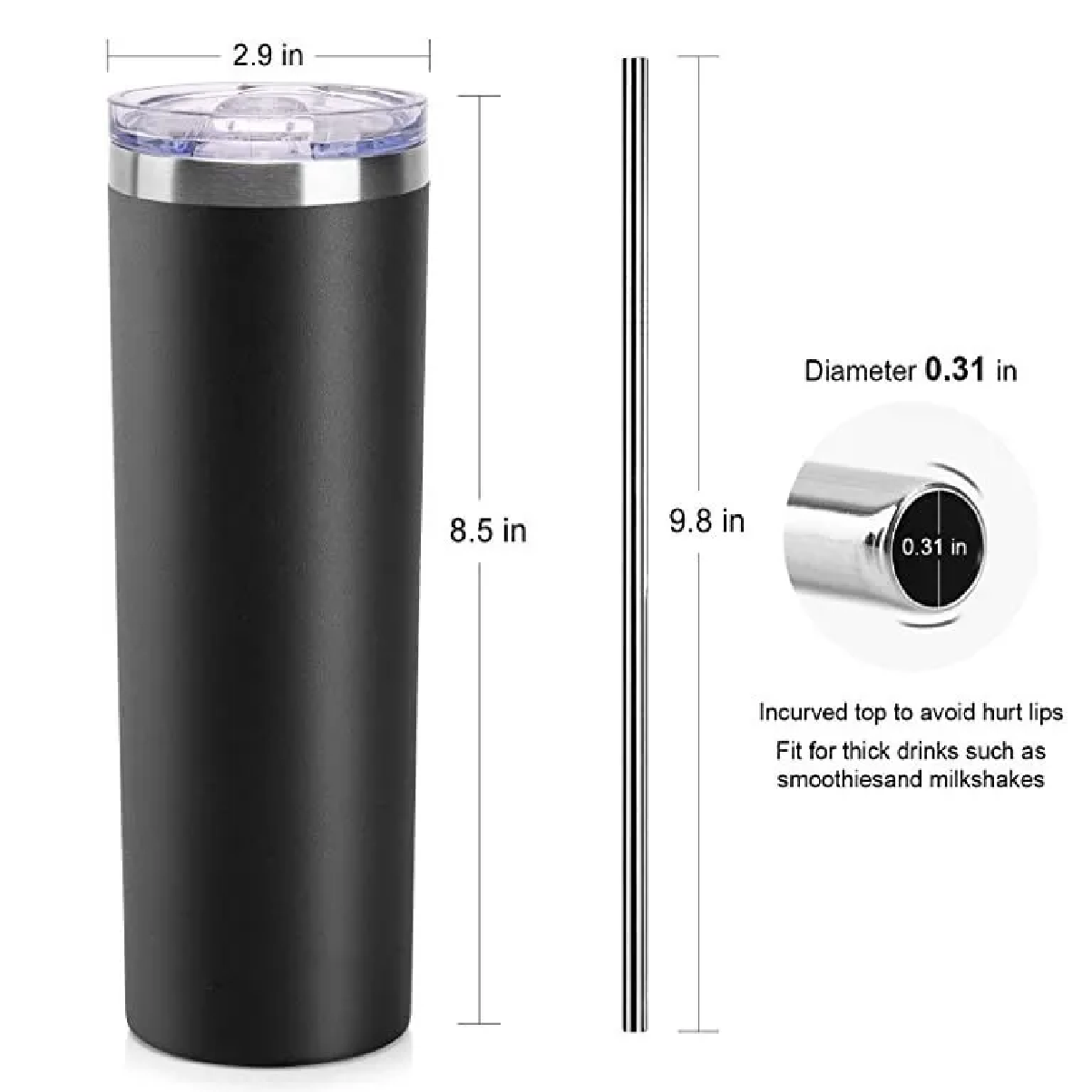 Termo Portátil De Acero Inoxidable De 20 Oz Negro