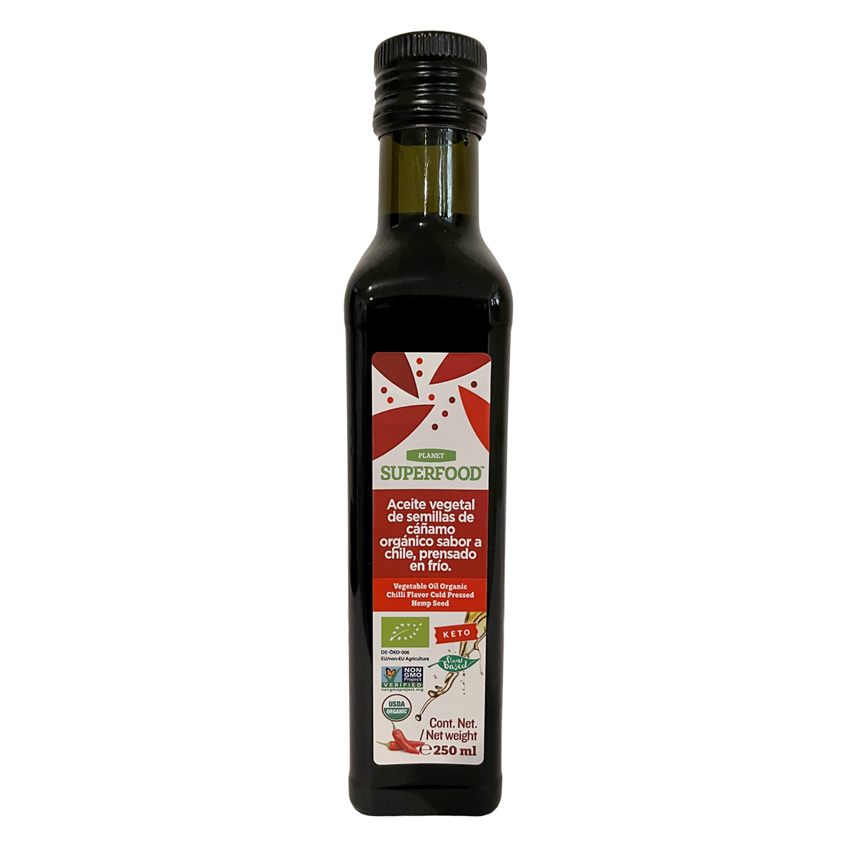 Aceite Vegetal de Semillas de Cáñamo Orgánico, Sabor Chile 250ml