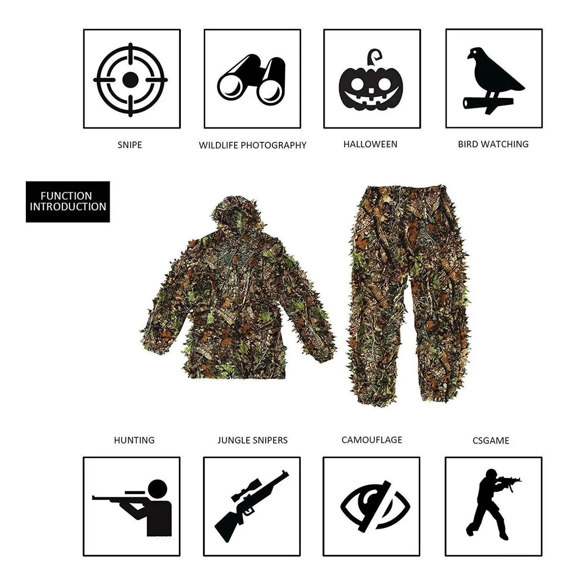 Traje Ghillie Táctico De Camuflaje Caza y Pesca