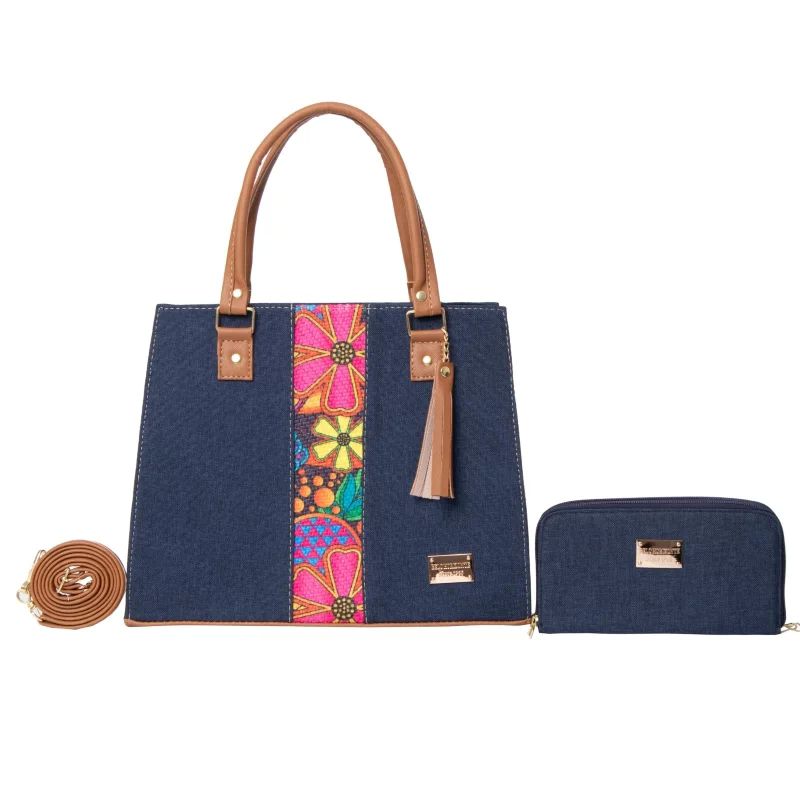 Set de Bolso y Cartera de Moda FANA para Mujer Fiorela Azul Marino