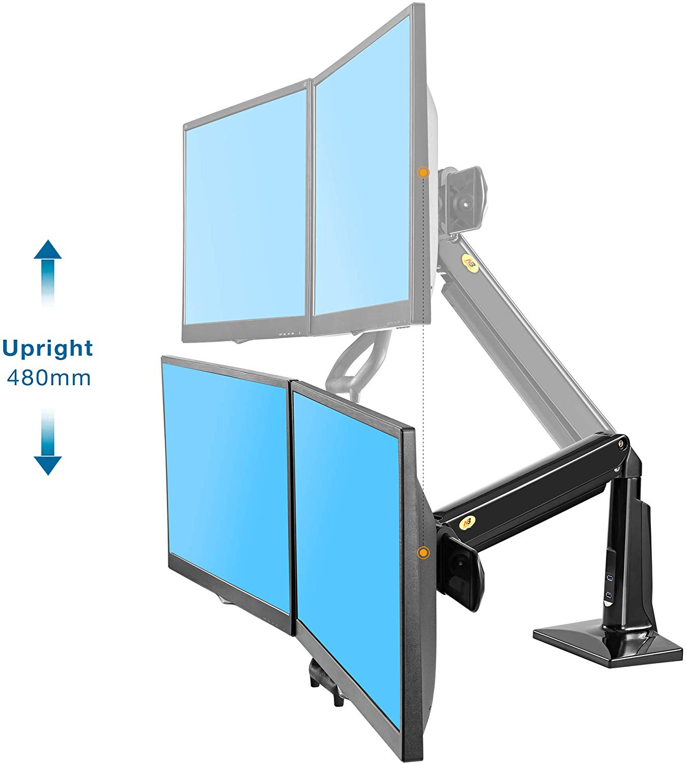 Soporte Doble Monitor Vertical y Horizontal articulado H180