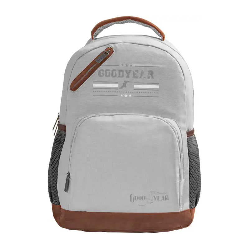 Mochila Marca Goodyear Backpack Resistente Color Gris Escolar