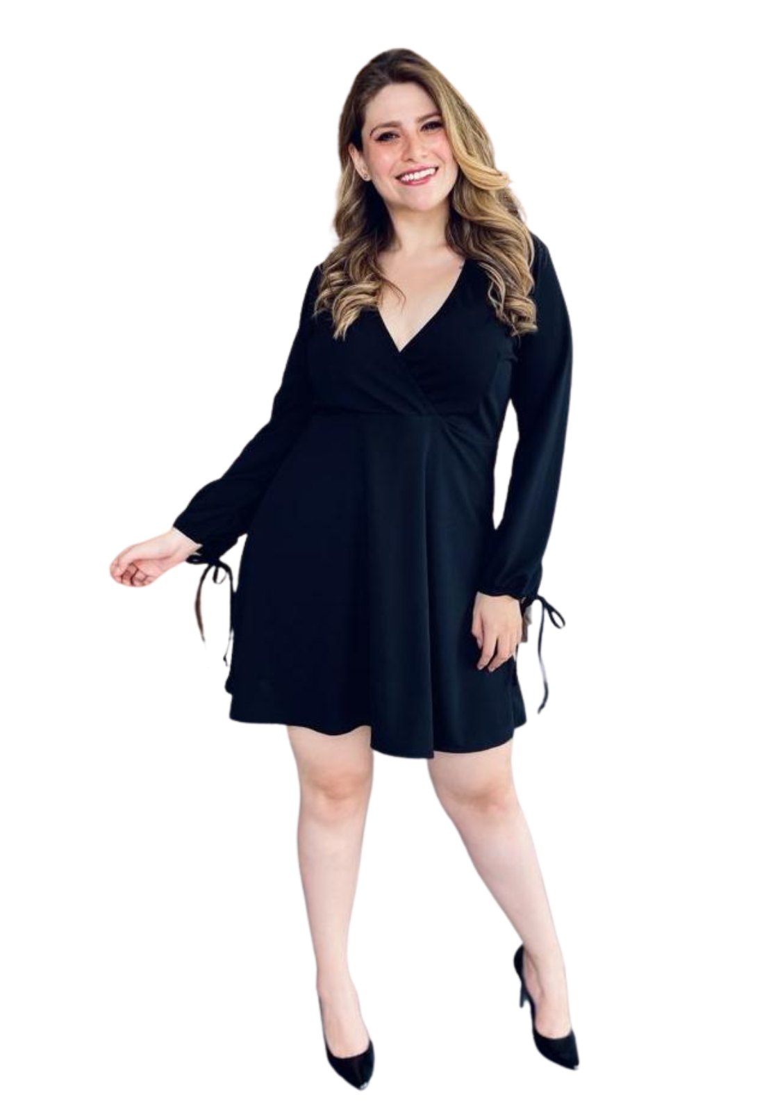 Vestidos estilo A-line de chiffon con escote en V y abertura Limón Tallas Grandes