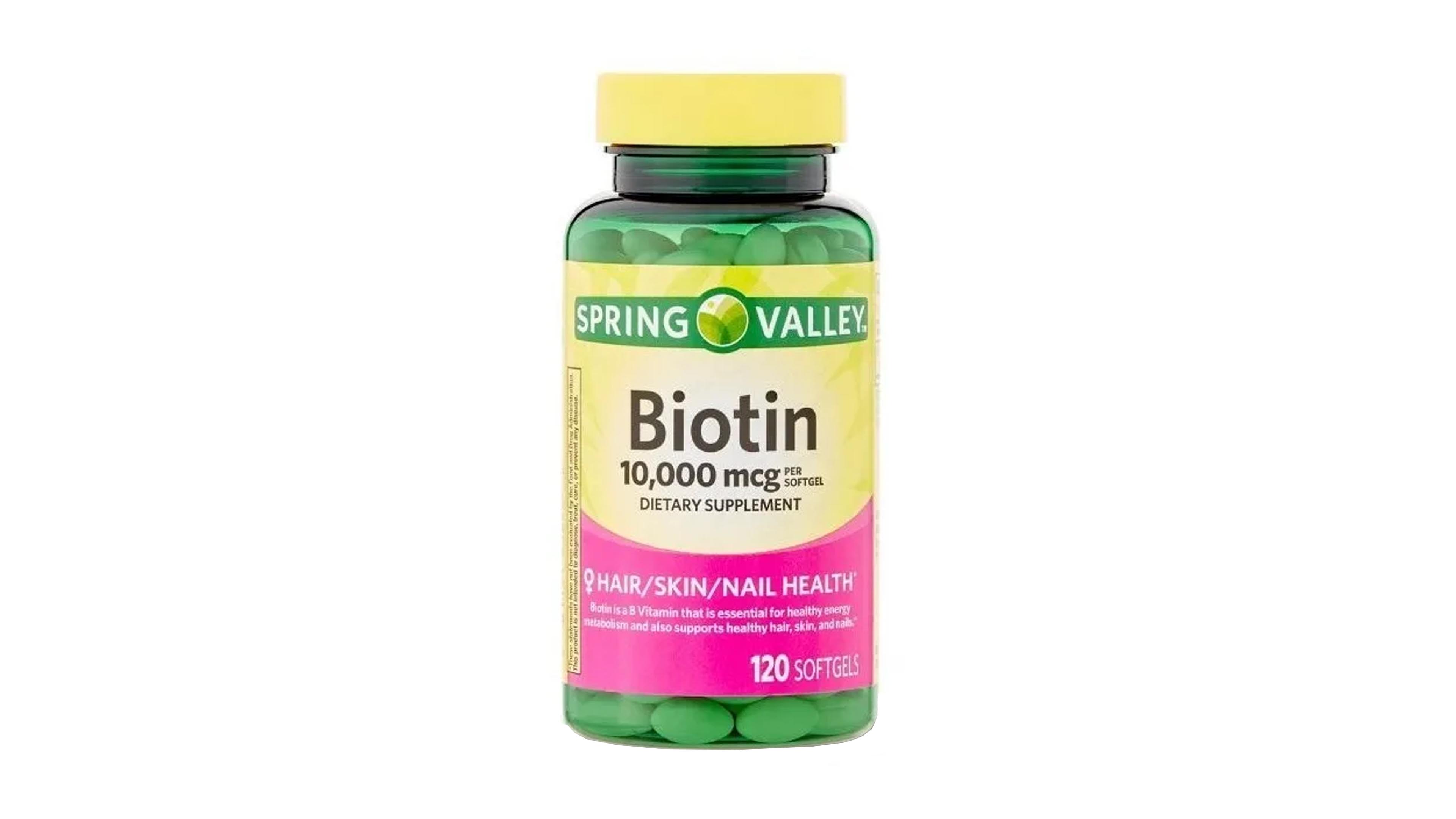 Biotin 10,000mg Spring Valley 120 Sofgels Para El Cabello, Uñas Y Piel