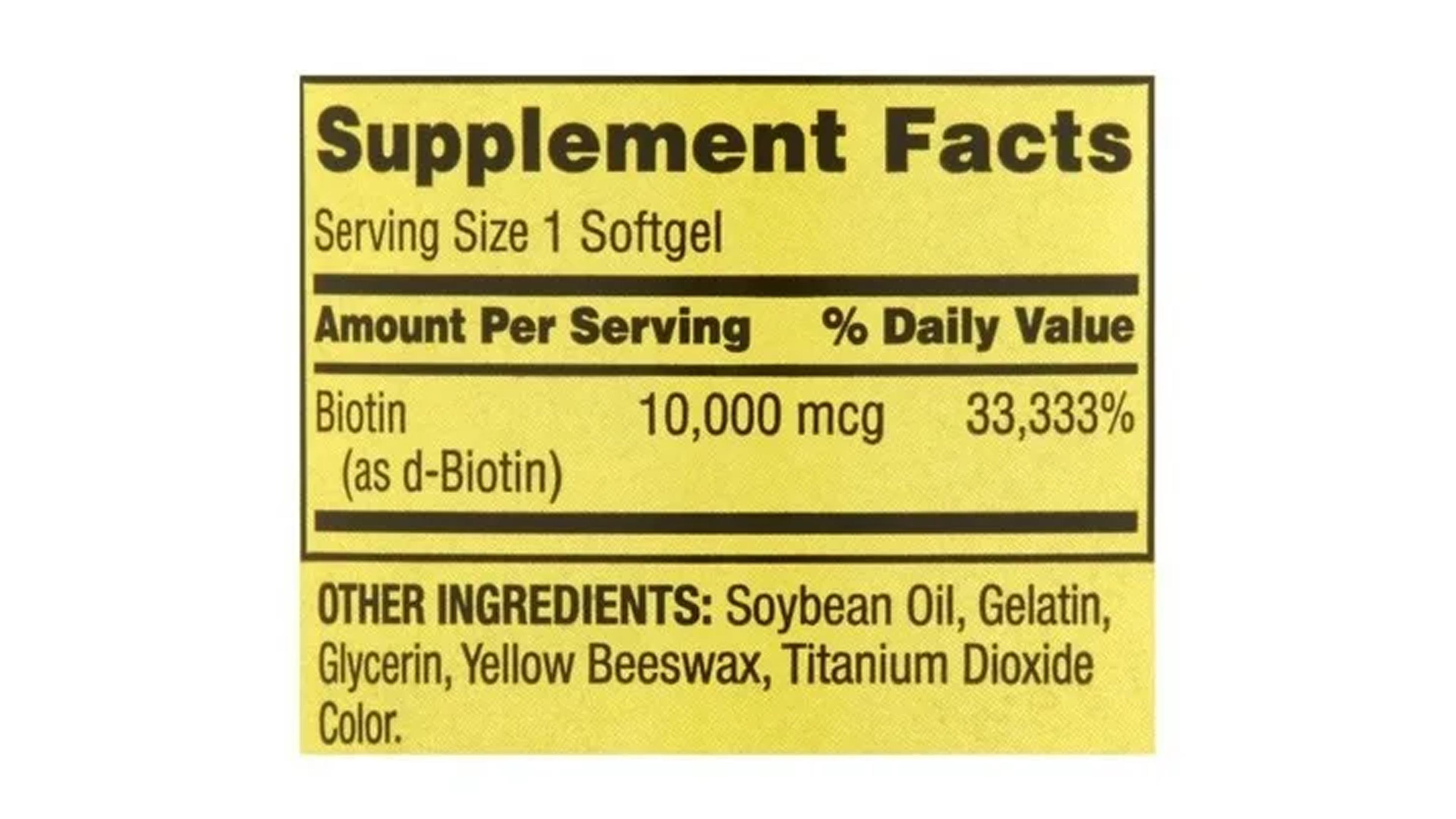 Biotin 10,000mg Spring Valley 120 Sofgels Para El Cabello, Uñas Y Piel