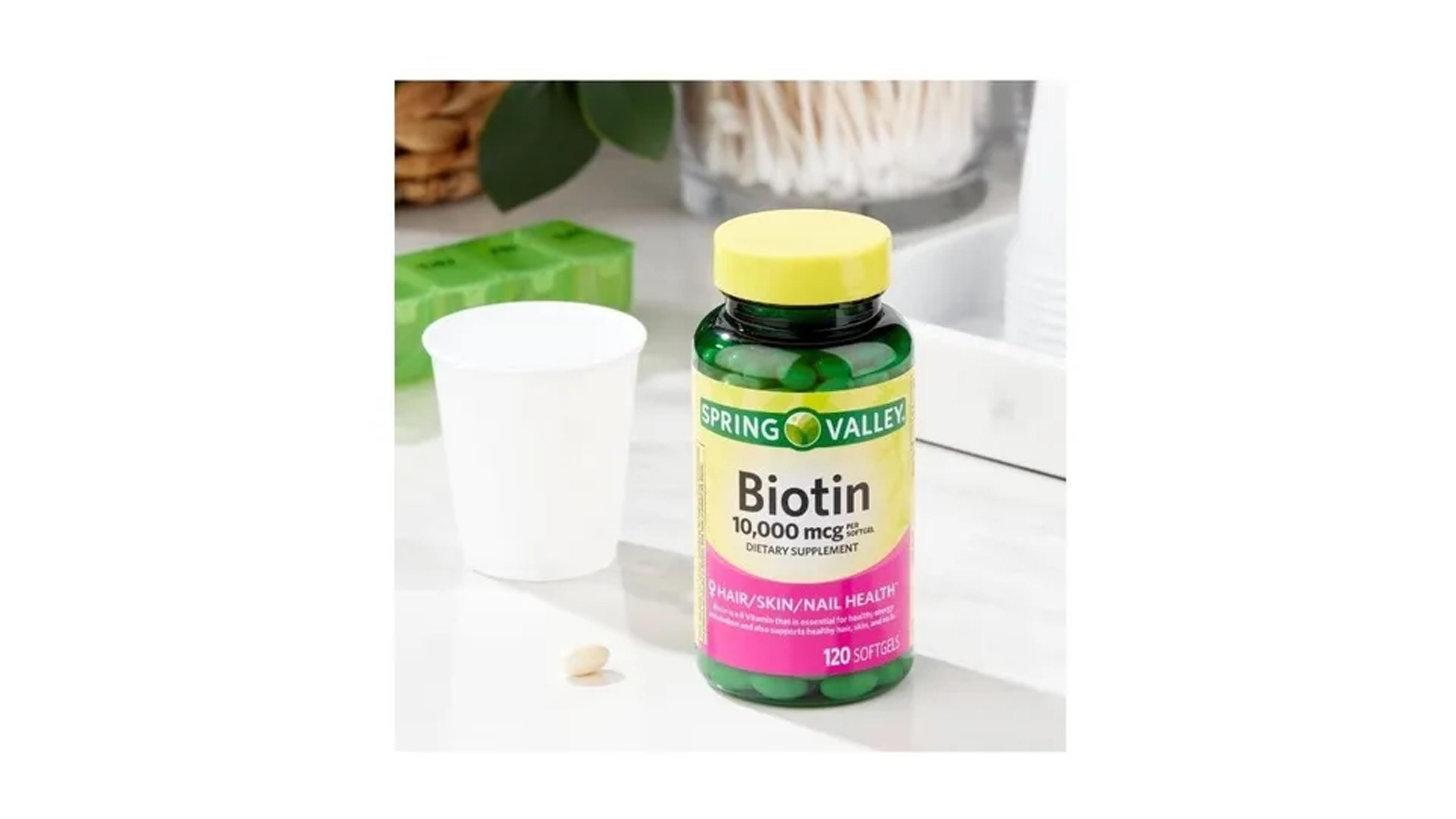 Biotin 10,000mg Spring Valley 120 Sofgels Para El Cabello, Uñas Y Piel
