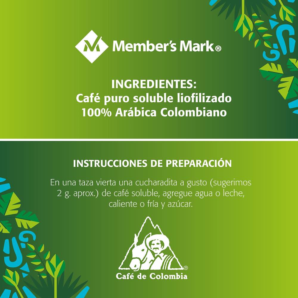 Café Puro Soluble Liofilizado Descafeinado Member's Mark 300g