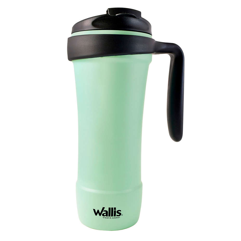 Taza térmica de acero inoxidable, con tapa rosca, 470 ml, verde menta