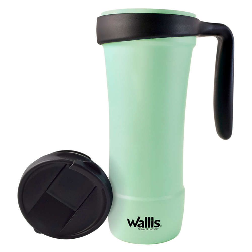Taza térmica de acero inoxidable, con tapa rosca, 470 ml, verde menta