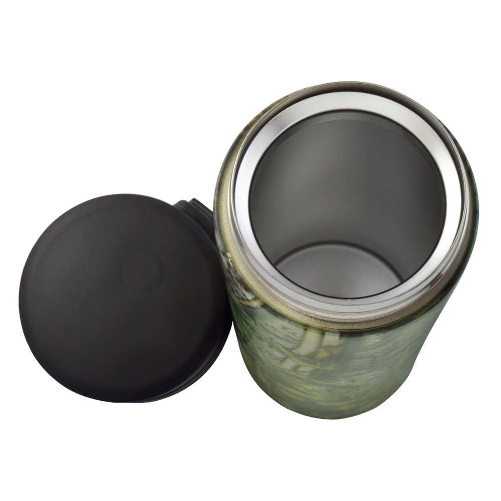 Termo con botón de seguridad antiderrames, 500 ml, camuflaje/ramas y hojas