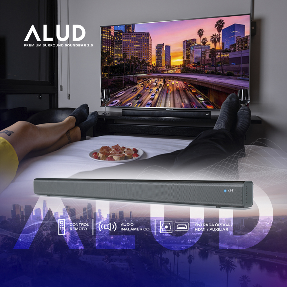 Barra de Sonido Inalámbrica 2.0 Surround  Alud Stf 