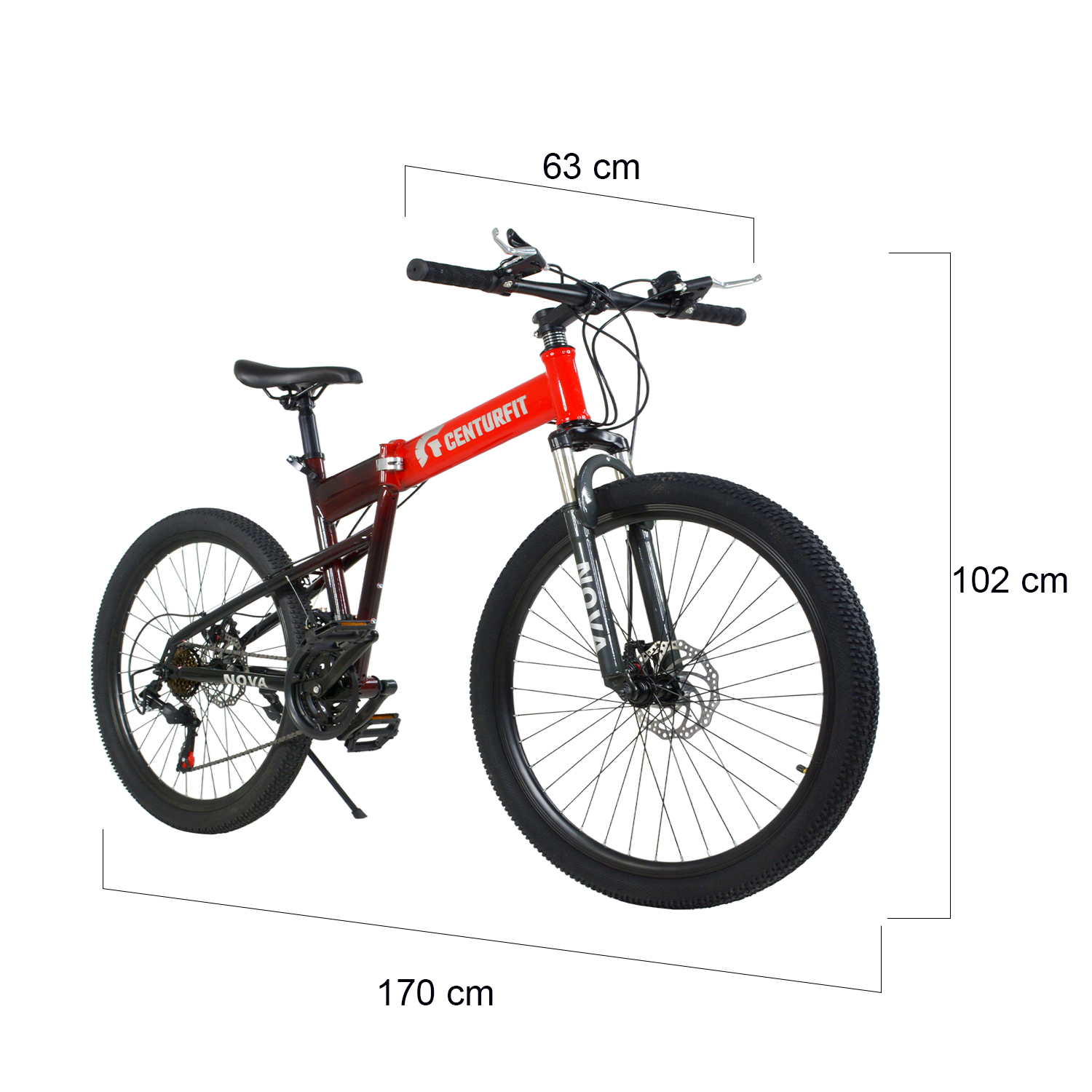 Bicicleta Plegable De Montaña R26 21 Vel Freno De Disco Roja