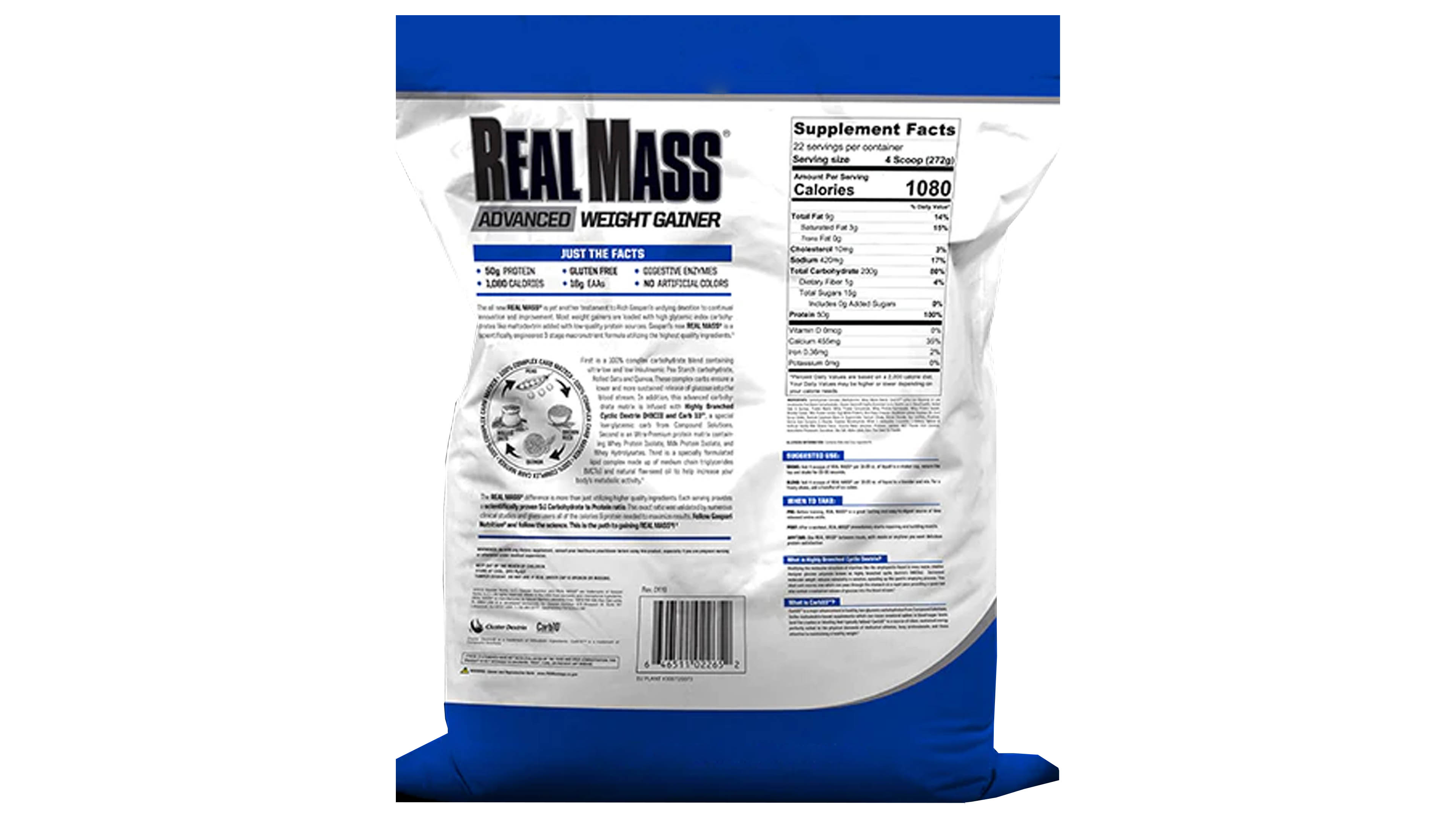 Proteina Gaspari Nutrition Real Mass Advance Ganador Peso 12 libras Sabor Fresa