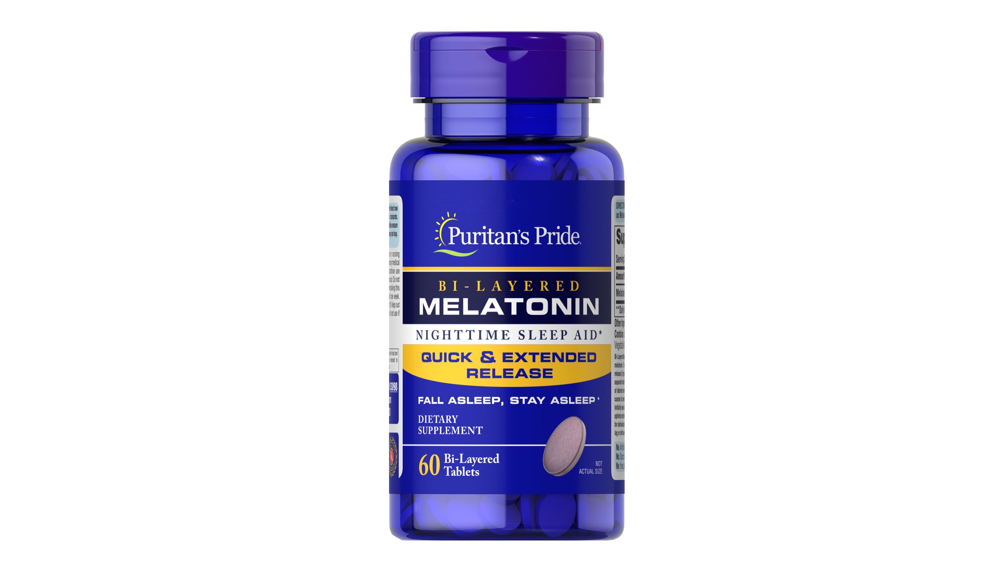 Melatonina 5mg Puritans Pride 60 Tabletas Doble Capa Liberación Extendida Mejora El Sueño