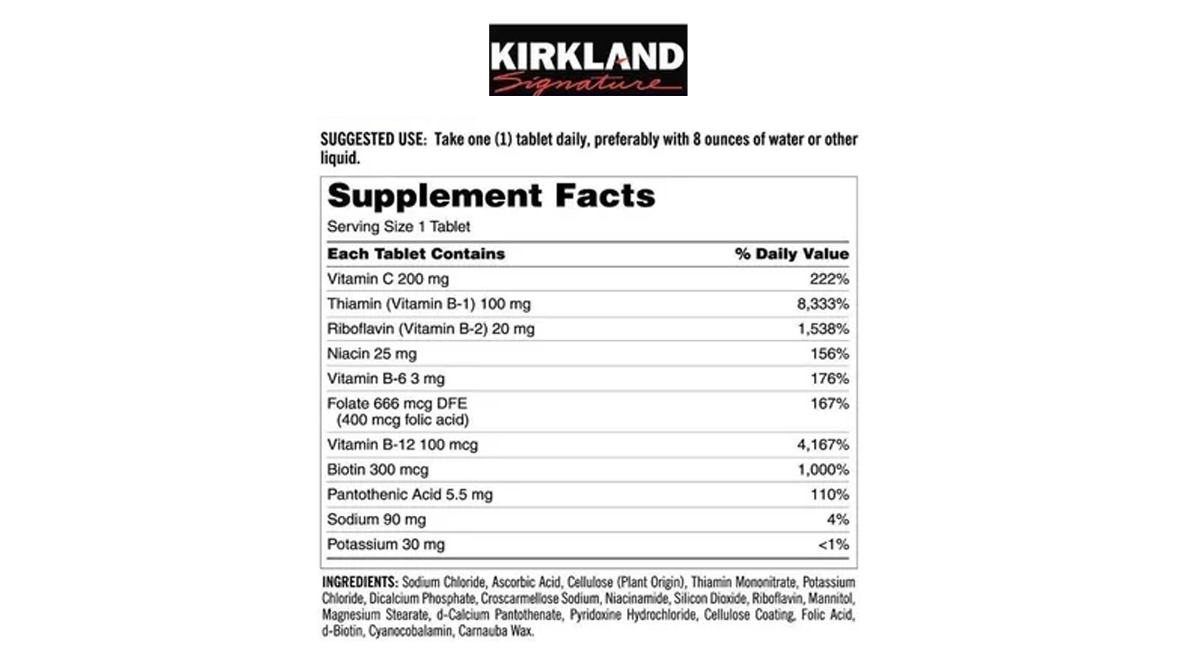 Super B Complex Kirkland Signature 500 Tabletas Sistema Inmune + Electrolitos