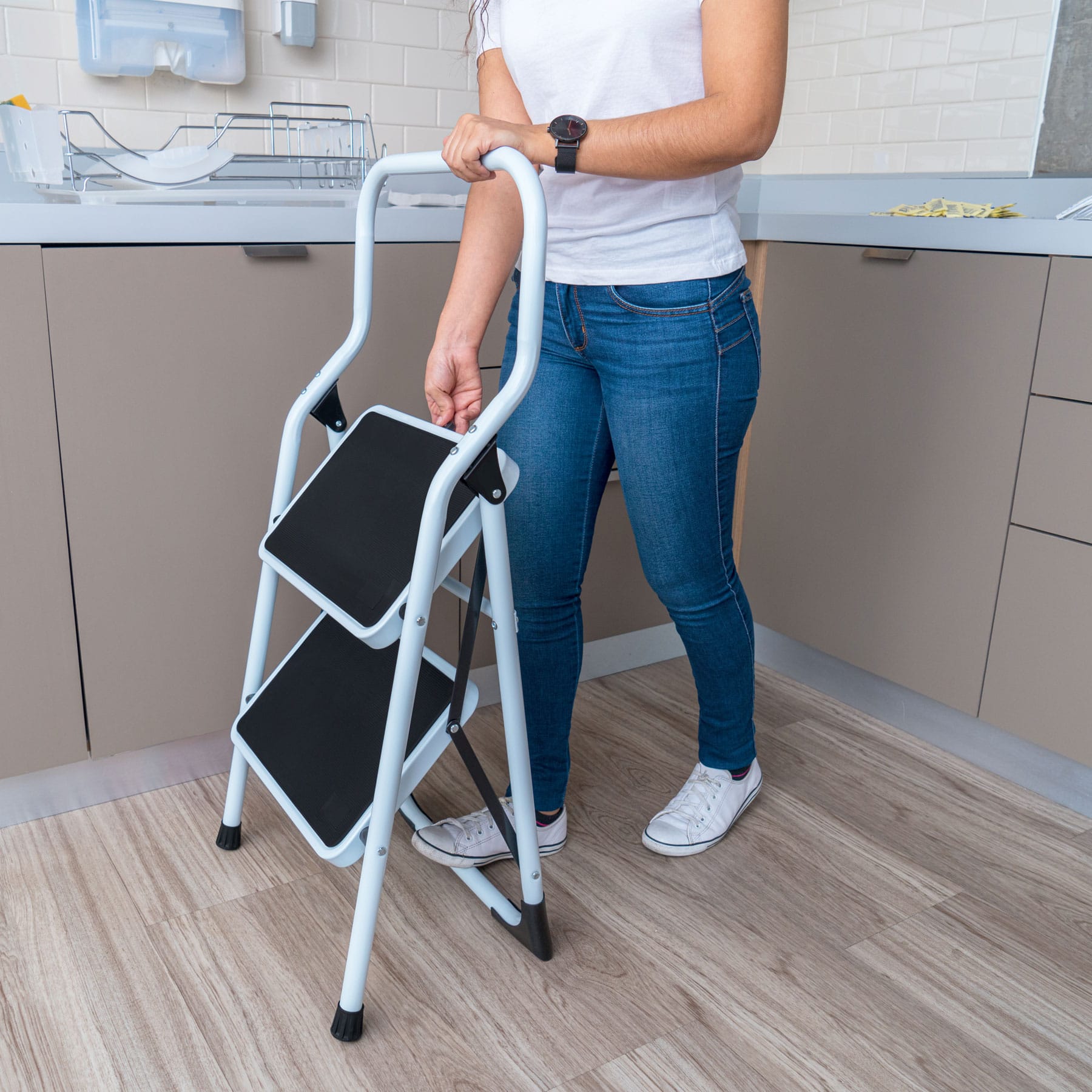 escalera plegable taburete con 2 escalones practica