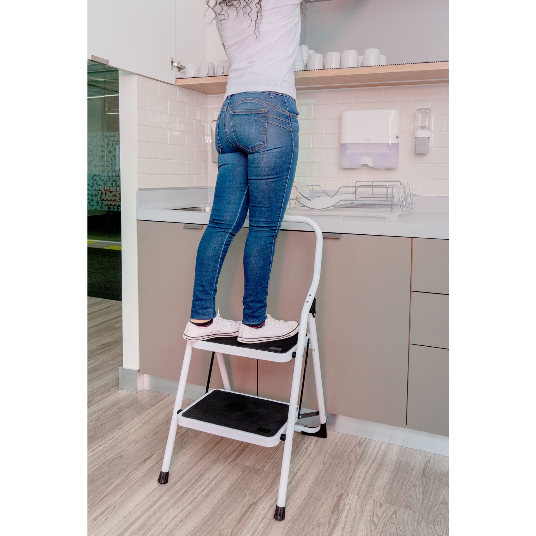 escalera plegable taburete con 2 escalones practica