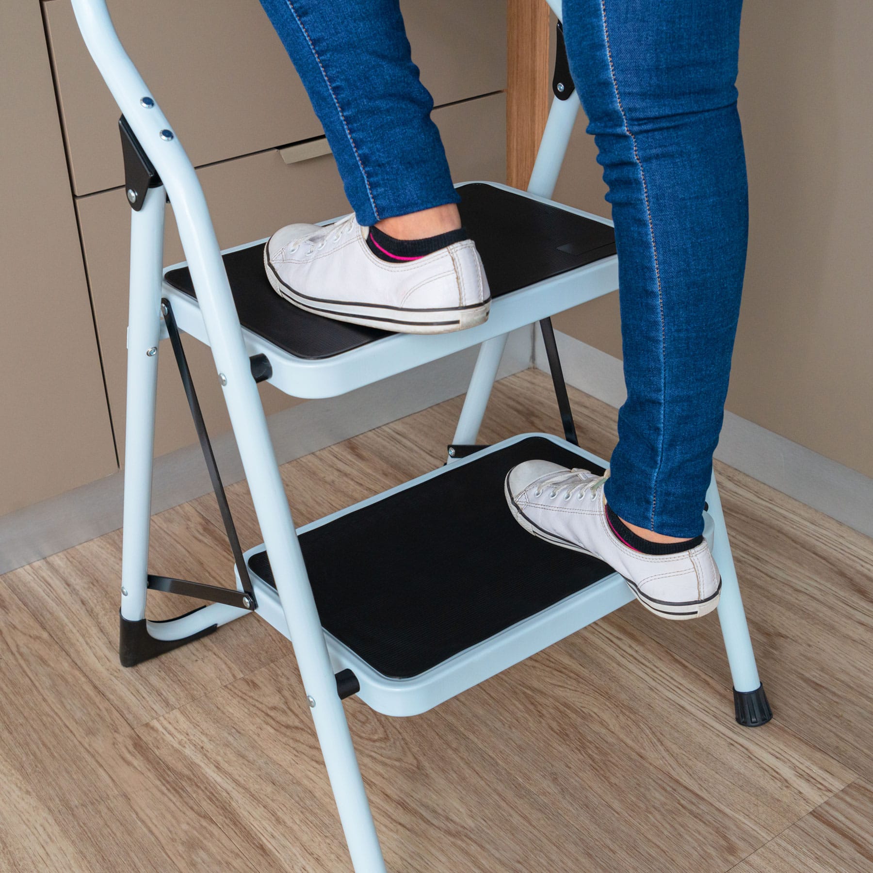 escalera plegable taburete con 2 escalones practica