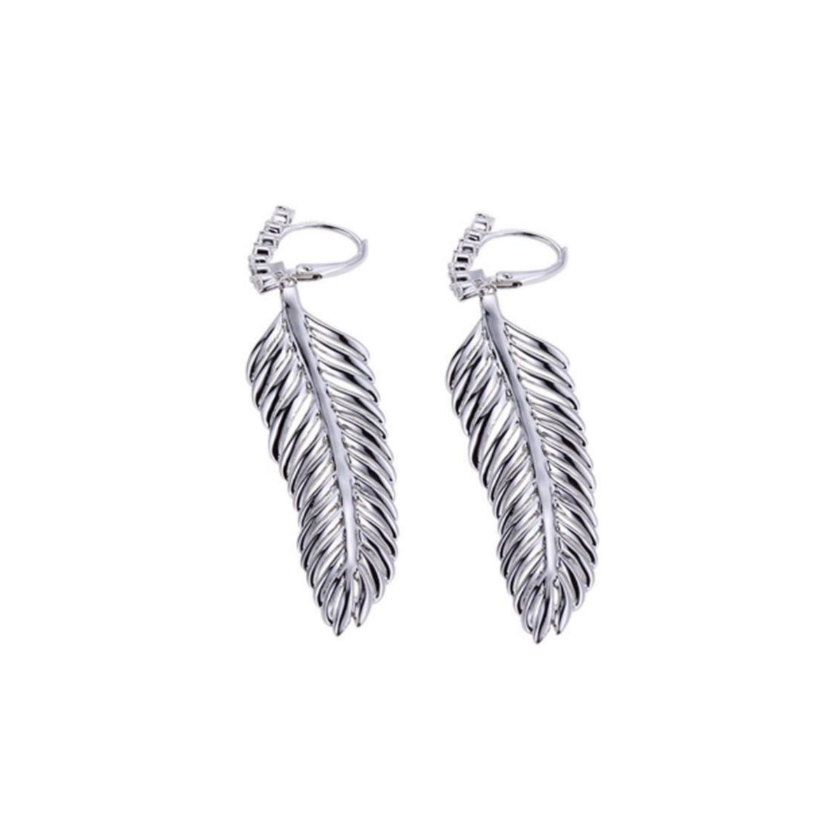 ELLE Aretes Plata de Ley 925 RODIADA (Plata 925 con baño de rodio) Zirconia Cubica, para Mujer