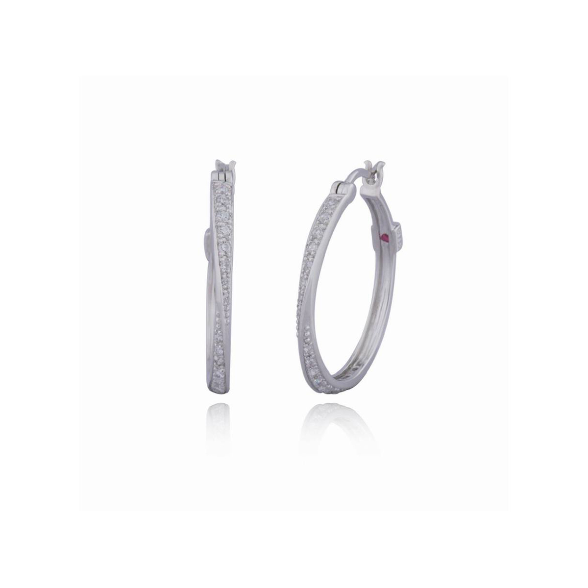 ELLE Aretes "MICRO PAVE" ELLE Plata de Ley 925 RODIADA (Plata 925 con baño de rodio) para mujer