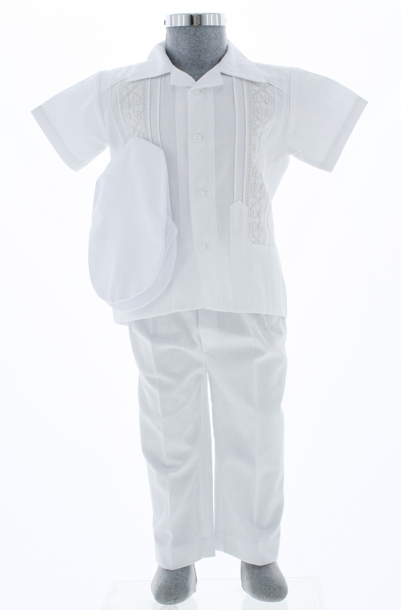 Conjunto de Guayabera Bordada Blanco 3217 1 a 5 años.