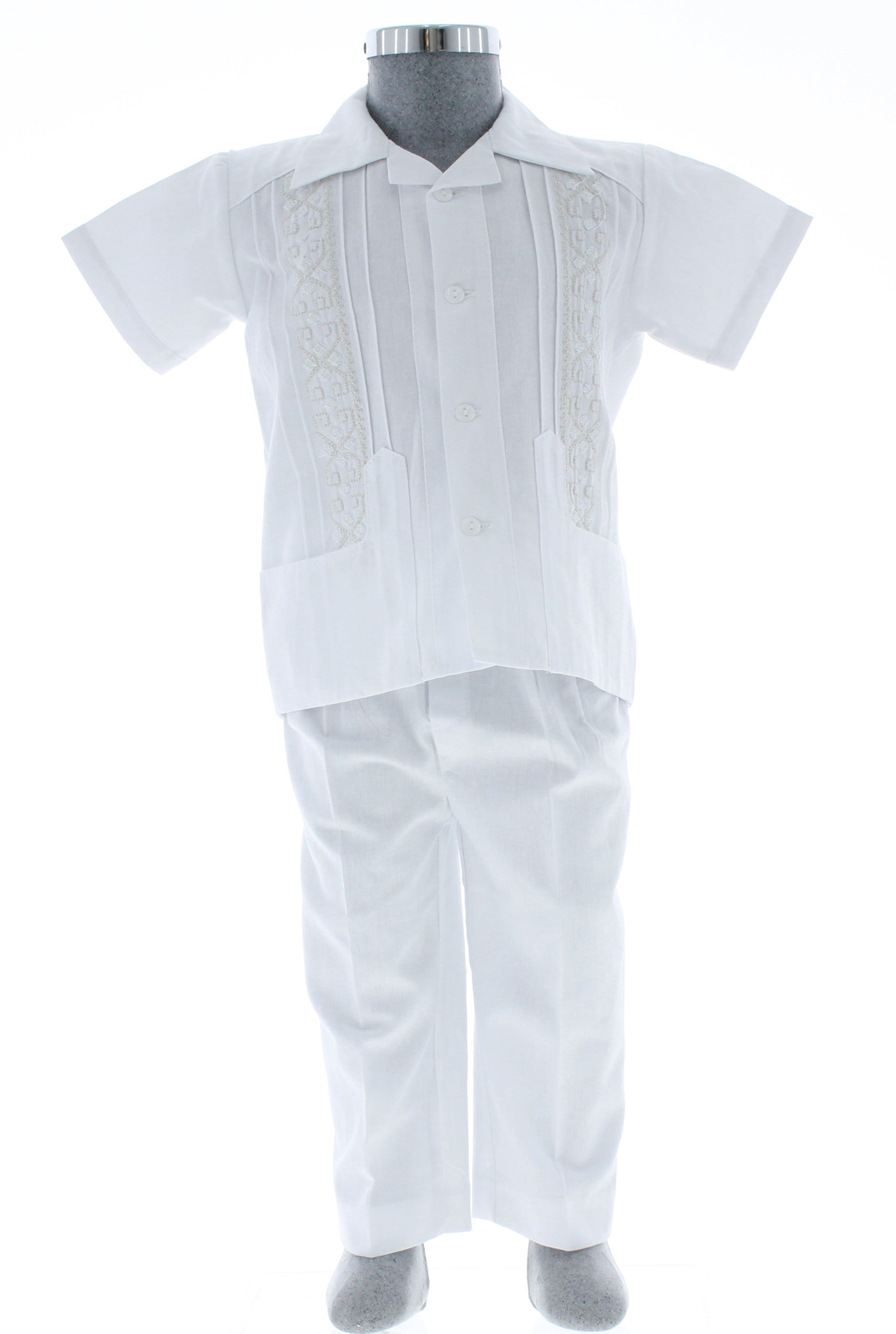 Conjunto de Guayabera Bordada Blanco 3217 1 a 5 años.