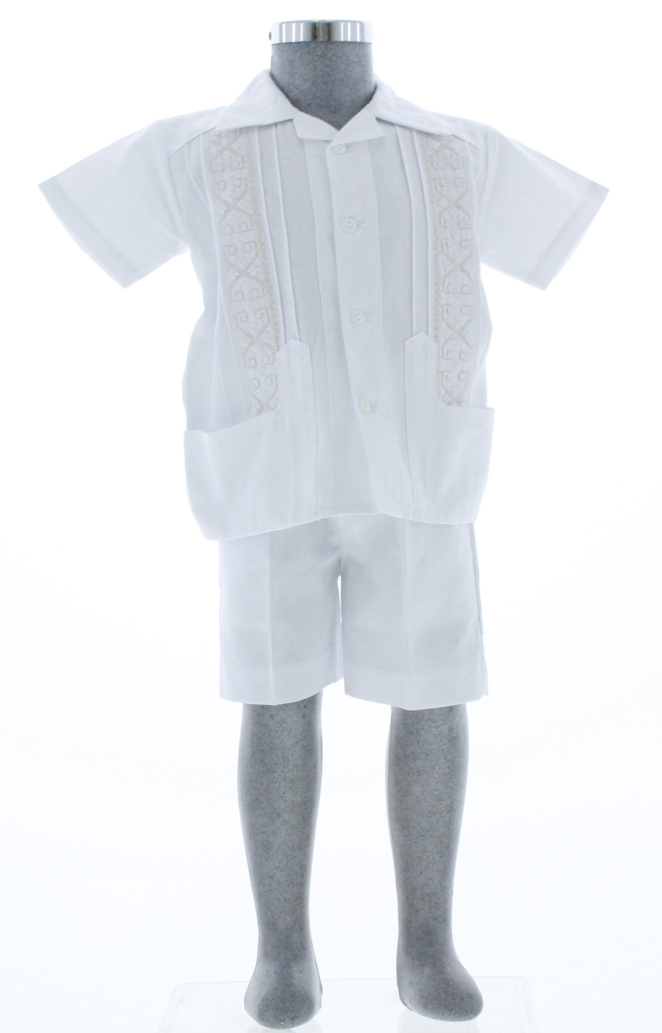 Conjunto de Guayabera Bordada Blanco 3217 1 a 5 años.