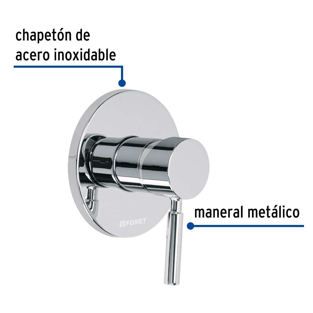 Llave Monomando Maneral Tipo Palanca Para Regadera  1/2" Cromado premium Foset 
