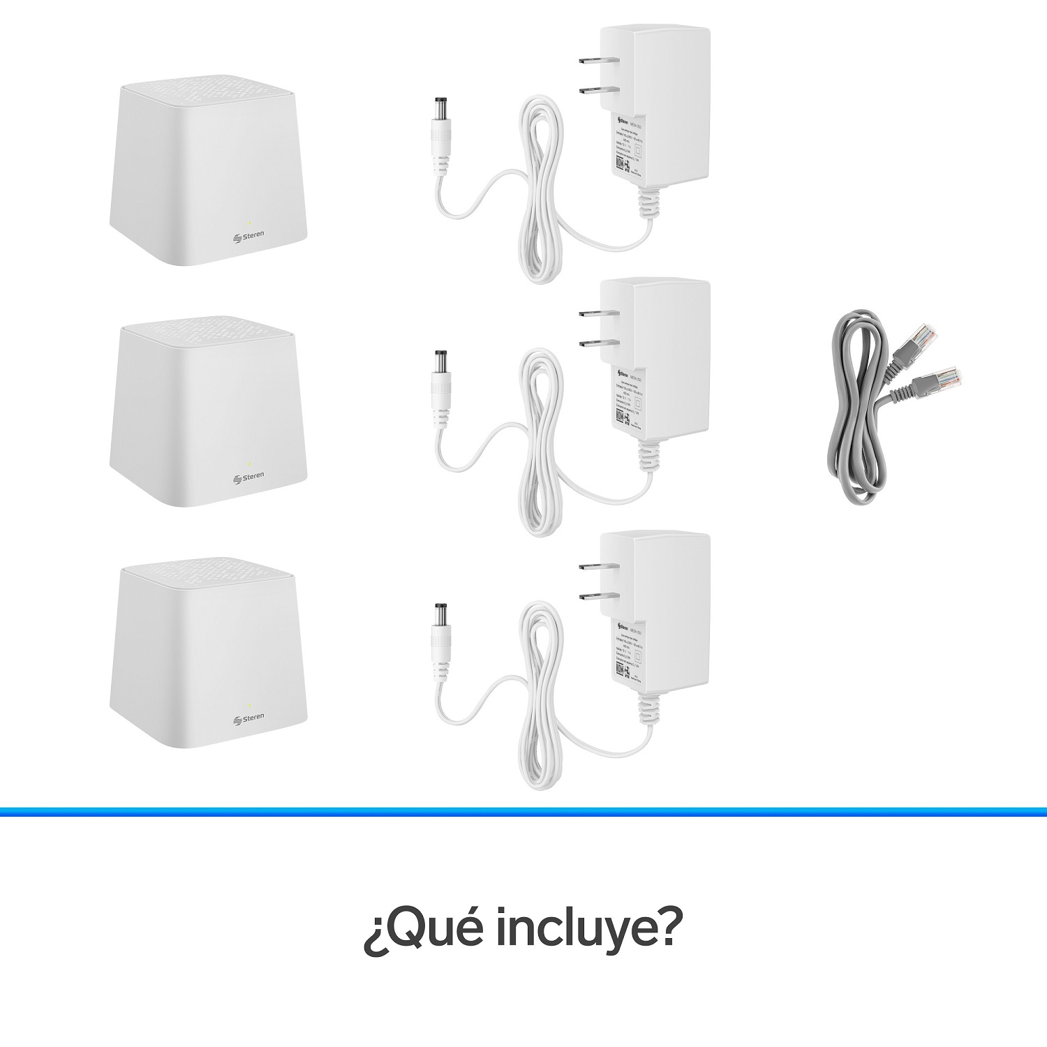 Sistema Smart Wi-Fi MESH triple, 2,4 GHz y 5 GHz (B/G/N/A/AC/V/R), 2 puertos LAN Fast Ethernet por c